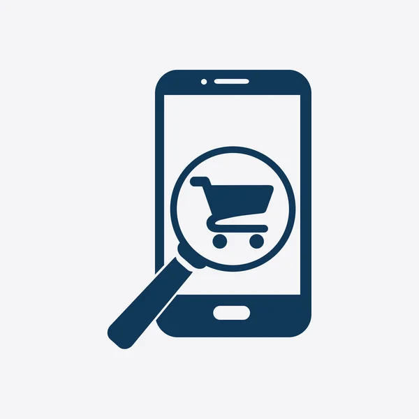 Glas Letar Shoping Smart Telefon Online Shoping Ikonen — Stock vektor