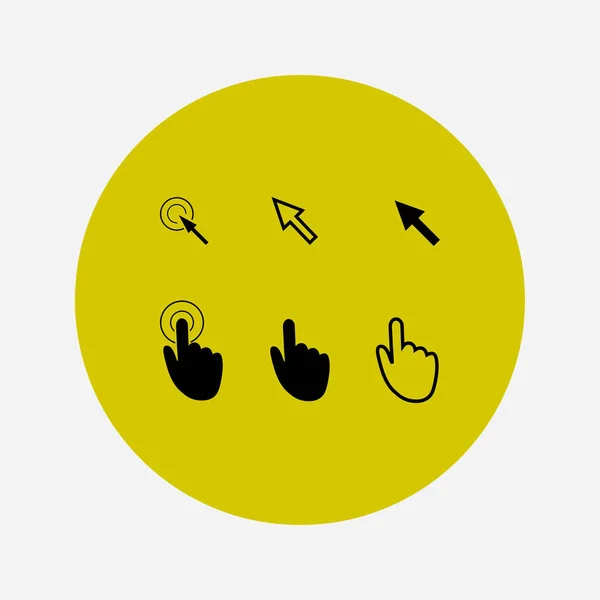 Cursor Zeiger Symbole Klicken Sie Auf Drücken Und Berühren Aktionen — Stockvektor