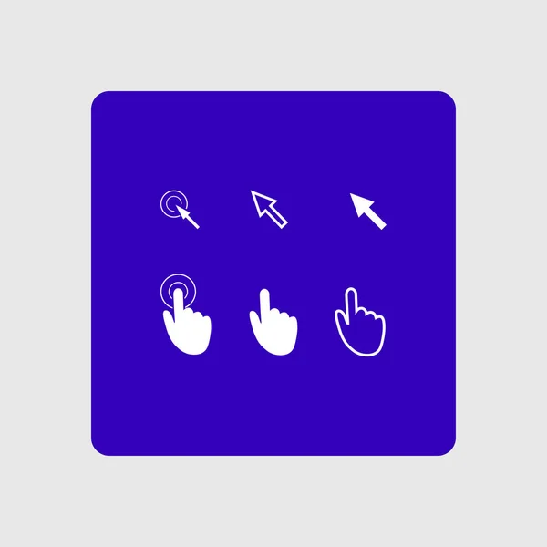 Iconos Puntero Cursor Haga Clic Presionar Tocar Acciones Estilo Plano — Vector de stock