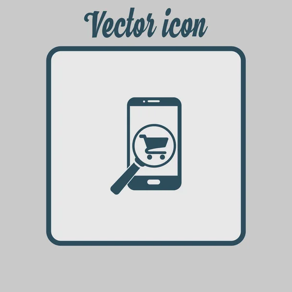 Vidrio Buscando Compras Teléfono Inteligente Icono Compras Línea — Vector de stock