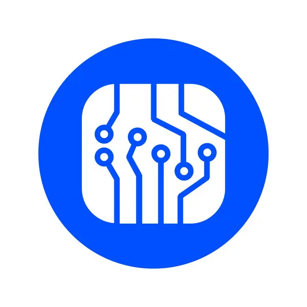 Icona Del Circuito Stampato Schema Tecnologico Simbolo Quadrato Stile Design — Vettoriale Stock