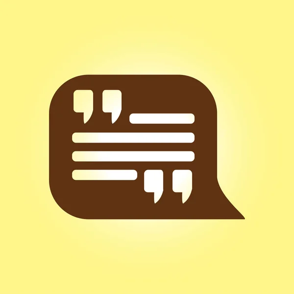 Quote icon. Quotation mark in speech bubble symbol. Direct oration sign.