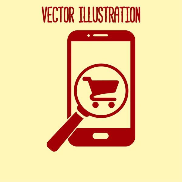 Vidrio Buscando Compras Teléfono Inteligente Icono Compras Línea — Vector de stock