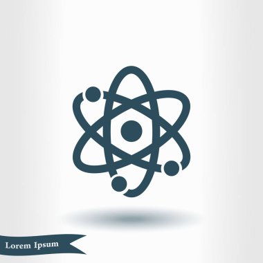Atom işareti simgesi. Atom bölümü simgesi. Düz tasarım stili.