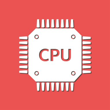 Devre kartı simgesi. Teknoloji düzeni kare simgesi. Düz tasarım stili.