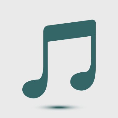Müzik Not simgesi. Karakter dinleme şarkı. Düz tasarım stili.