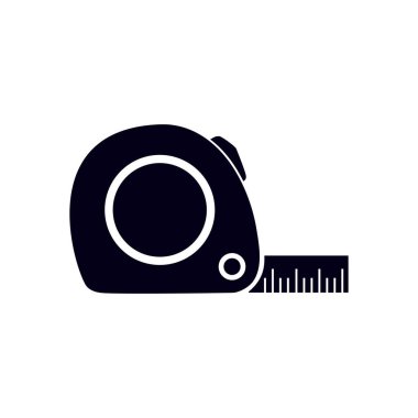 Mezura simgesi. Rulet inşaat sembolü. Boyutları ve ölçüleri. Bir kesim kartı oluşturma.