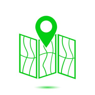 harita ve PIN, vektör çizim basit simgesi