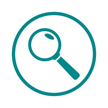 Büyüteç simgesi. Arama düğmesi. Büyüteç camı. Düz tasarım stili. 