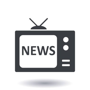TV haber muhabiri. Düz tasarım stili. Kitle iletişim araçları sembolü. 