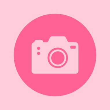 Fotoğraf kamera simgesi. DSLR kamera işareti simgesi. Dijital fotoğraf makinesi. Düz tasarım stili. 