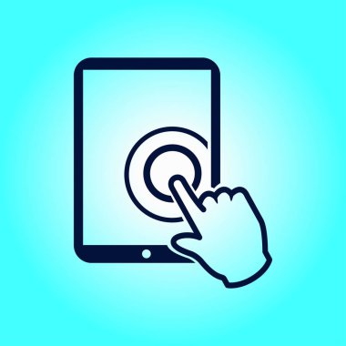 Değmek perde tablet Pc işareti simgesi. El işaretçi simgesi. 