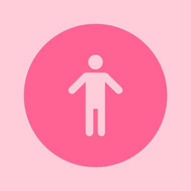 İnsan erkek işareti simgesi. Erkek tuvalet. Düz stil. Her iki biyolojik cinsiyetten temsil etmek için kullanılan bir piktogram cinsiyet semboldür.