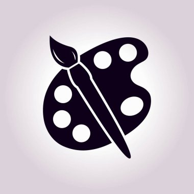 Boya fırça paleti simgesi ile. Düz tasarım stili.