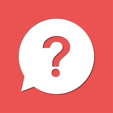 Soru işareti işareti simgesi. Yardım simgesi. SSS işareti. Düz tasarım stili. 
