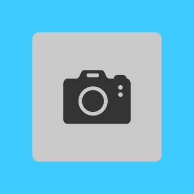 Fotoğraf kamera simgesi. DSLR kamera işareti simgesi. Dijital fotoğraf makinesi. Düz tasarım stili. 