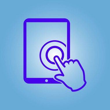 Değmek perde tablet Pc işareti simgesi. El işaretçi simgesi. 