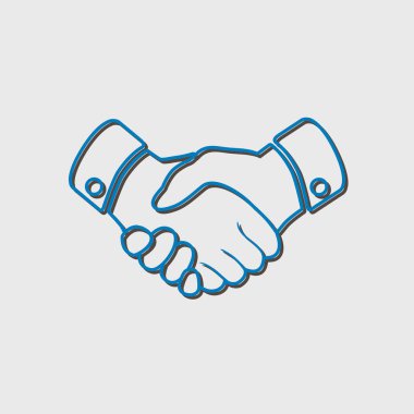 El sıkışma işareti simgesi. Başarılı iş sembolü. Düz tasarım stili.