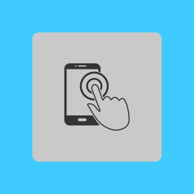Dokunmatik ekran smartphone işareti simgesi. El işaretçi simgesi. Düz tasarım stili. Vektör Eps 10.