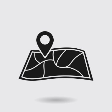 harita ve PIN, vektör çizim basit simgesi