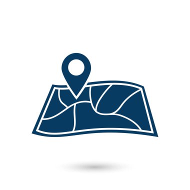 harita ve PIN, vektör çizim basit simgesi