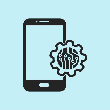 Teknolojik aygıt elektronik devre. Teknoloji düzeni kare simgesi. 