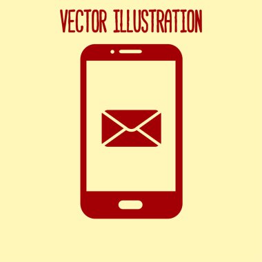 Akıllı telefon e-posta veya sms simgesi. Mobil posta işareti simgesi.