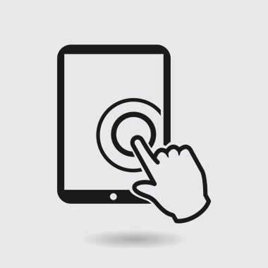 Değmek perde tablet Pc işareti simgesi. El işaretçi simgesi. 