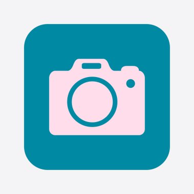 Fotoğraf kamera simgesi. DSLR kamera işareti simgesi. Dijital fotoğraf makinesi. Düz tasarım stili. 