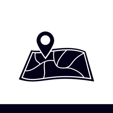 harita ve PIN, vektör çizim basit simgesi