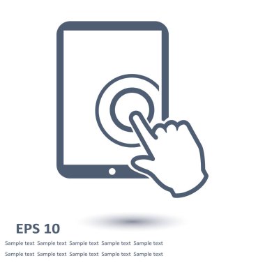 Değmek perde tablet Pc işareti simgesi. El işaretçi simgesi. 