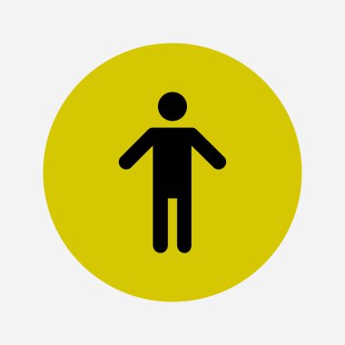 İnsan erkek işareti simgesi. Erkek tuvalet. Düz stil. Her iki biyolojik cinsiyetten temsil etmek için kullanılan bir piktogram cinsiyet semboldür.