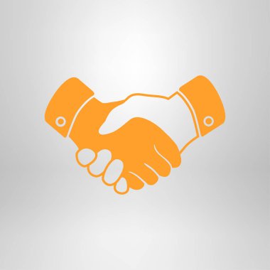 El sıkışma işareti simgesi. Başarılı iş sembolü. Düz tasarım stili.