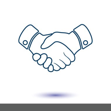 El sıkışma işareti simgesi. Başarılı iş sembolü. Düz tasarım stili.