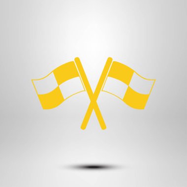 Bayrak simgesi. Yer işareti sembolü. Damalı bayrak imzala. Düz tasarım stili.