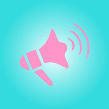 Yakında simge megafon. Hoparlör simgesi. Haberler ve acil reklamlar.