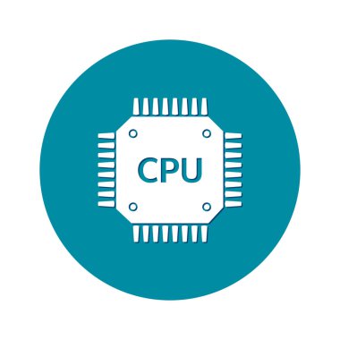 Devre kartı simgesi. Teknoloji düzeni kare simgesi. Düz tasarım stili.