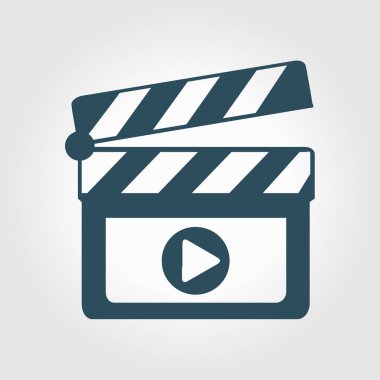 Film yapımcısı clapper kurulu simgesi. Düz tasarım stili.