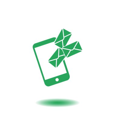 Akıllı telefon e-posta veya sms simgesi. Mobil posta işareti simgesi.