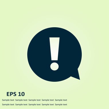 Ünlem işareti. Tehlike uyarı sembolü. Düz tasarım stili. Vektör.