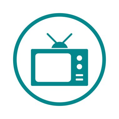TV simgesi. Düz tasarım stili. Simge kitle iletişim araçları.  