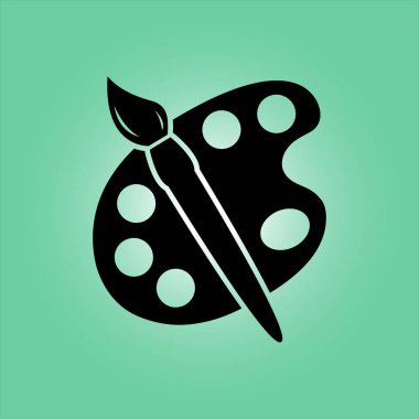 Boya fırça paleti simgesi ile. Düz tasarım stili.