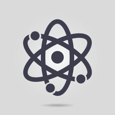 Atom işareti simgesi. Atom bölümü simgesi. Düz tasarım stili.