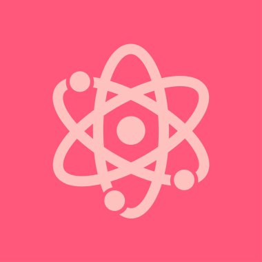 Atom işareti simgesi. Atom bölümü simgesi. Düz tasarım stili.