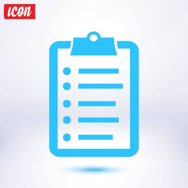 Listesi vektör simgesini denetleyin. Alışveriş listesi simgesi. Düz tasarım stili.