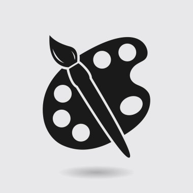 Boya fırça paleti simgesi ile. Düz tasarım stili.