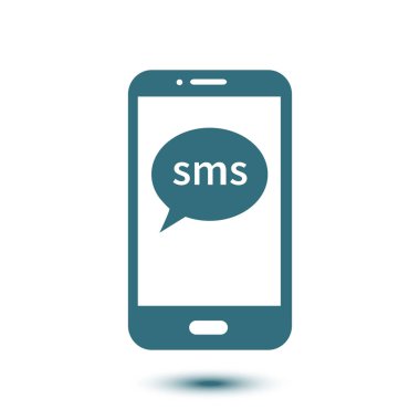 Akıllı telefon e-posta veya sms simgesi. Mobil posta işareti simgesi.