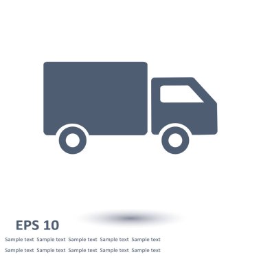 Teslimat kamyonu işareti simgesi. Kargo van sembolü. Sevk irsaliyelerini ve ücretsiz teslim. Düz stil. Vektör.