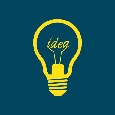 Işık lamba işareti simgesi. Fikir sembolü. Düz tasarım stili.