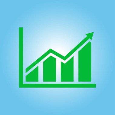 Infographic. Grafik simgesini. Büyüyen grafik erkek. Düz tasarım stili.